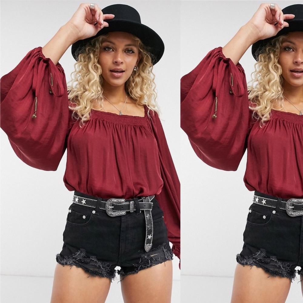 NWT FREE PEOPLE Another Round Bodysuit in Pomegranate Wine